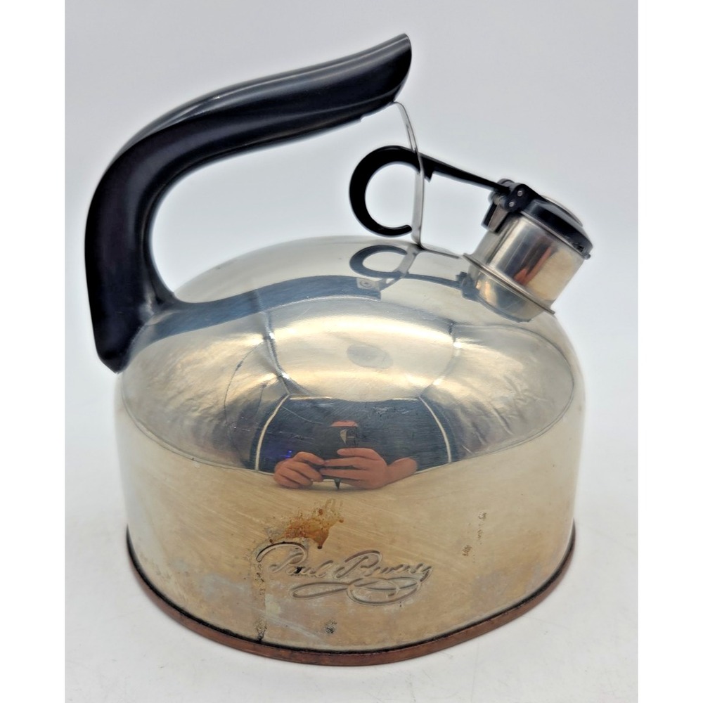 VINTAGE PAUL REVERE WARE WHISTLING  COPPER BOTTOM 2 QT TEA KETTLE b 97-c Korea